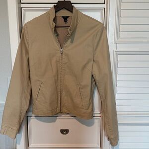 GAP khaki zip up  Jacket with Subtle Pinstripe lining. Medium